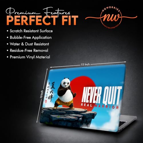 Image of NoWorries Laptop Skin for 15.6 & 14 Inch Laptop | Motivational, Superhero, Sports & Graphic Design Laptop Sticker Wrap | Premium Vinyl Laptop Cover (Kung Fu Panda, 15 x10inches)