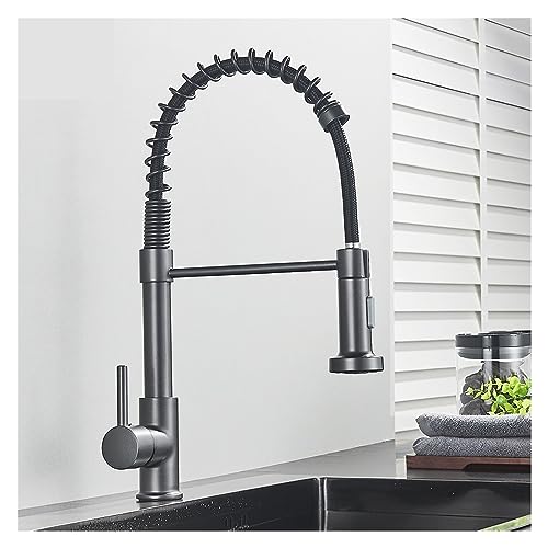 Robinet d'évier de cuisine gris argenté mitigeur eau chaude froide - 3