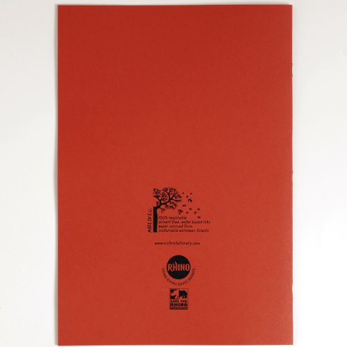 Rhino A4 Exercise Books, 48 Page / 8mm Lined with Margin Paper Notebook, 10 Pack, Office & School Stationery Supplies, Red - Image 3