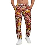 AYUNIX 70s Floral Sweatpants with Pocket - Men's 70s Joggers Workout Pants