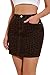 GUANYY Womens Mini Denim Skirt-Casual Stretch Slim Fit High Waisted Jean Skirts Leopard Print Large