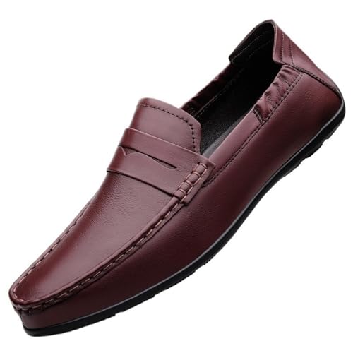 Men's Loafers Shoes Vegan Resistant Lightweight Fashion Party Slip On Leather Stitching Details Loafers