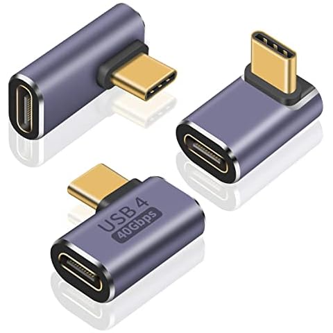 Poyiccot USB C Adapter 40Gbps, 3Pack 90 Degree USB C Adapter PD, Right Angle USB C Adapter 100W, 8K Video Type C Extender Support USB 4 Cable for Thunderbort 4/3, USB C, HUB, Docking, Tablet Cover