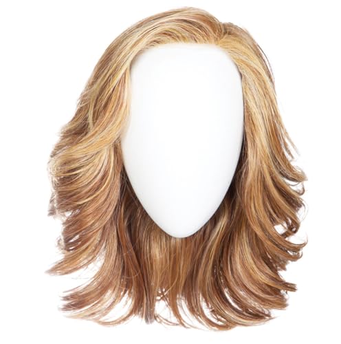 Raquel Welch Flip The Script Mid-Length Layered Wig With Lace Front and Memory Cap lll, Average Cap Size, RL14/22 Pale Gold Wheat