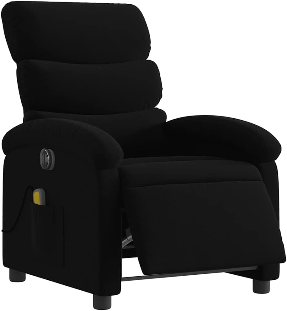 vidaXL Electric Massage Recliner Chair - Dark Green Wingback Armchair with Vibration Massage, Side Pocket, and Sturdy Frame for Living Room