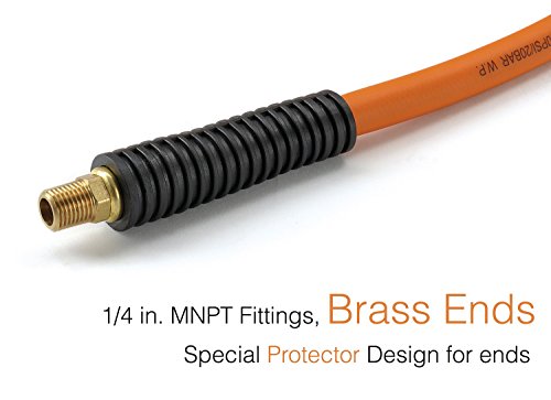 Giraffe Tools Hybrid Air Hose, 3/8 Inch X 50 Ft, 1/4 In. Mnpt Fittings, 300 Psi Heavy Duty, Lightweight Air Compressor Hose #TOP5