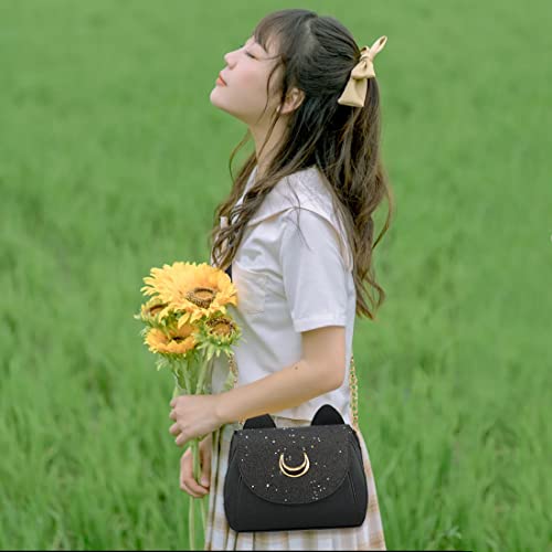 Sunwel Fashion Women Kawaii Handbag Moon Sailor Luna Cosplay Messenger Crossbody Cat Purse Sequin Satchel Shoulder Bag #TOP6