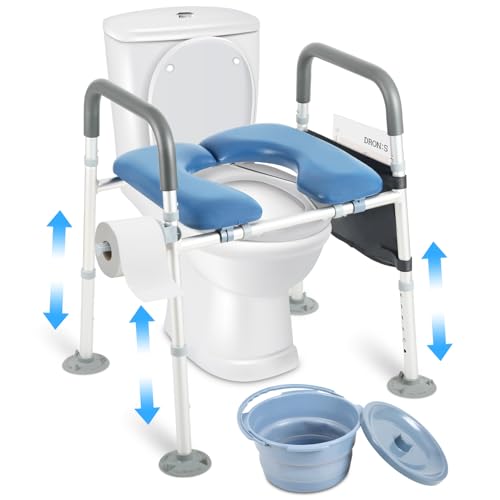 LEIBOU Raised Toilet Seat with Handles Open-Front Design Adjustable Commode Chair for Toilet, 260lb Capacity - Empowering Aid for Seniors, Disabled, Post-Surgery Independence