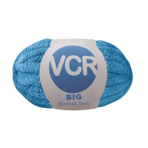 Image of VCR Steel Blue Yarn, 200 Grams Big Chunky Hank, 22 Meters Length, Suitable for Knitting Blankets and Pillows, 100% Polyester Yarn Ball for Crochet DIY, Soft Threads, Pack of 1