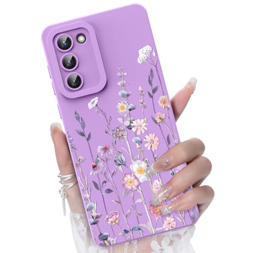 CASBST for Galaxy S23 5G Phone Case, Colorful Floral Pattern, Purple