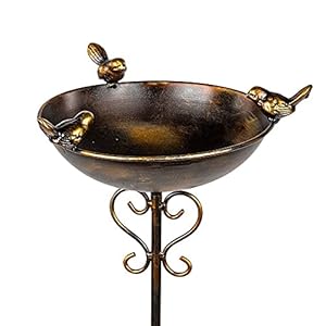 Formano Vogelbadje, 107 x 23 cm, van metaal, 1 stuk, antieke look, tuindecoratie voor bloembed of balkon