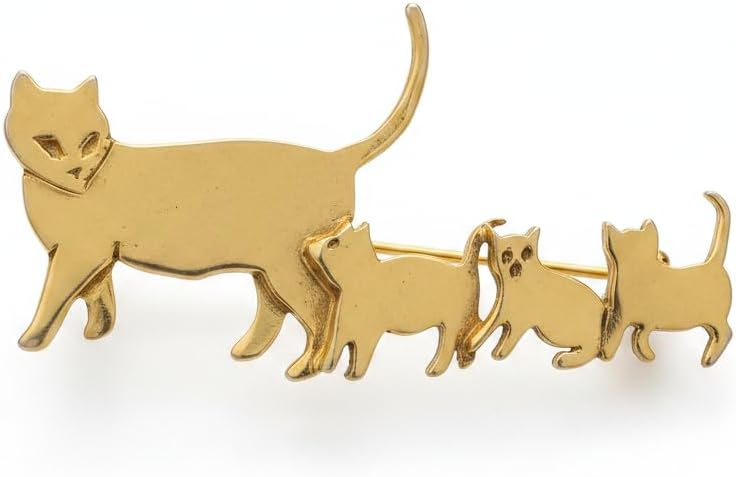 Vintage Cat Family Brooch Lapel Pin for Women Men Girls Minimalist Mother Cat and Kittens Animal Pet Brooches Clips Dress Badge Hat Suit Jackets Clothes Decorative Pins Cute Birthday Christmas Jewelry
