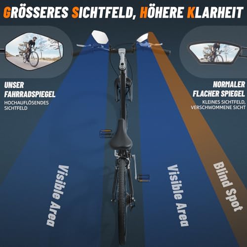 Miroir de vélo carbone orientable et antichoc pour cyclotourisme