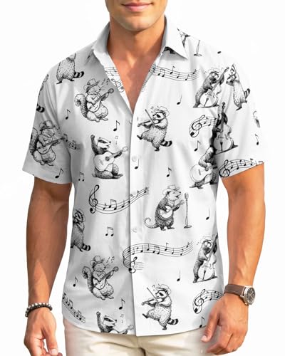 Image of 99TIMORO Fathers Funny Mens Hawaiian Shirt, Movie Button Down Short Sleeve Top, Father Day Summer Gifts