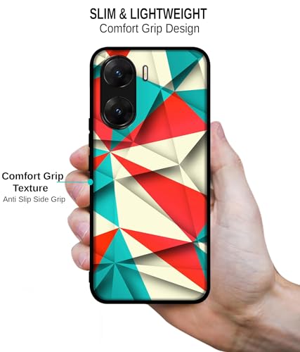 Image of Red Blue White Pattern Design Premium 2D Printed Metal Back Case Cover for Vivo V29E 5G