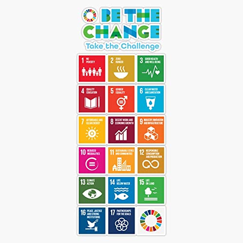 Global Goals Poster Un Sdgs 2030 Poster United Nations Sustainable Development Goals Be The Change Take The Challenge Sticker Vinyl Waterproof Sticker Decal Car Laptop Wall Window Bumper Sticker 5"