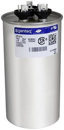 100335-22 - 70 + 10 uf MFD 370 Volt VAC - Ducane Round Dual Run Capacitor Upgrade