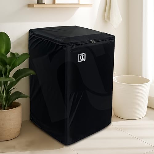 Image of NABAAT Washing Machine Cover for 6kg / 6.5kg / 7kg / 7.5kg Top Load Fully Automatic Waterproof & Dust proof Cover with Adjustable Buckles, Black (WMC-1)