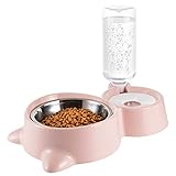 【Doppelte Schalen mit automatischer Trinkflasche】: 2 in 1 Futternapf-Design. Eine Edelstahlschüssel für Lebensmittel, eine andere Kunststoffschüssel mit automatischer Wasserflasche zum Trinken. Es füllt das Wasser automatisch in den Wassertank und hält das Wasser sauber, egal ob Sie zu Hause oder nicht.
