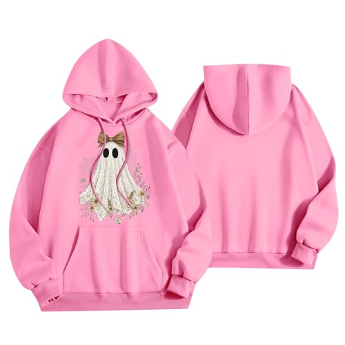 Halloween Hoodies for Women 2025 Fall Fashion Long Sleeve Cute Ghost Graphic Lightweight Hoodie with Pockets