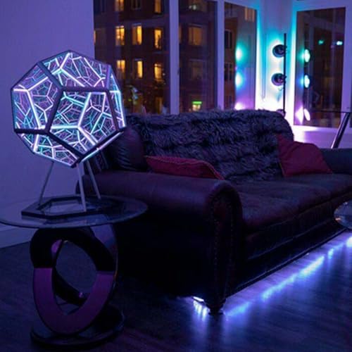 Lampe infini dodécaèdre idée cadeau originale pour anniversaire