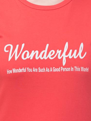 Image of Cotton Regular Fit Printed Half Sleeves T-Shirt for Women (Wonderful)