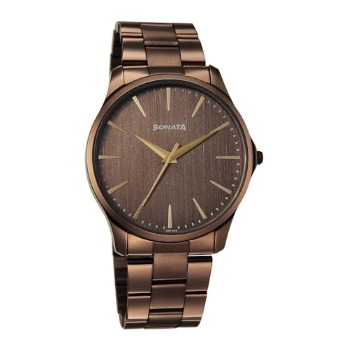 Image of Sonata Traditional Essentials Quartz Brown Round Dial Men's Watch | Analog Watch | Watches for Men Analog - 77163QM01W
