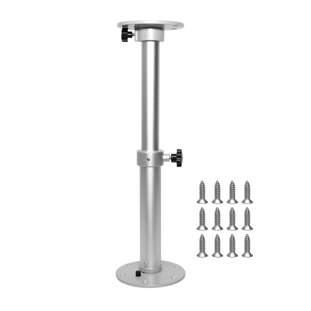 Base telescópica para patas de mesa de caravana, altura ajustable, pedestal de aleación de aluminio con perilla, soporte desmontable para barco, caravana, oficina, color plateado