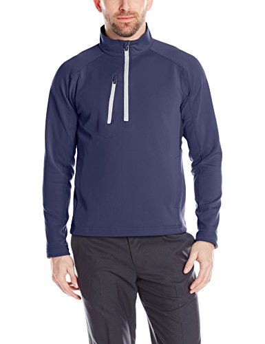Zero Restriction Men's Quarter Zip Tech Pullover, Navy/Metallic Silver, Large