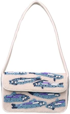 Indian Shelf Fish Beaded Shoulder Bag