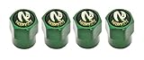 Set of 4 Nitrogen N2 Green Aluminum Tire Stem Valve Caps