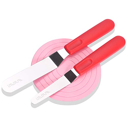 Small Offset Spatula, Angled Icing Spatula Set 4", 6", Stainless Steel Blade