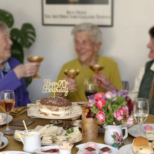 Gyufise 3 Pack Gold Happy 70th Birthday Cake Topper Glitter Happy 70 Cupcake Topper Cheers to 70 Fabulous Cake Decoration for 70th Birthday Party Decoration Supplies - Image 4