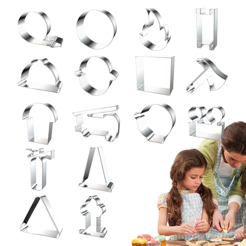 Cookie Cutter - Stainless Steel Candy Mould | Creative Firefighter Cookie Cutter Set of 16 for Home School Shop Professional Kitchen Baking Cooking