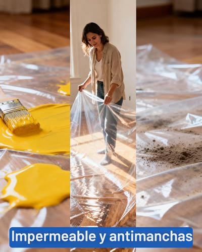 Miniatura 7 de 6x Plastico Cubretodo 4 5 M Plástico Transparente Extra Resistente Por Metros, Rollo Plástico Protector Muebles Para Mudanzas, Pintura Y Reformas