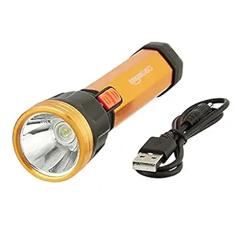 AmazonBasics Gleam Rechargeable Torch, Golden & Black