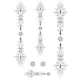 x3 Tatouage Éphémère motifs ornemental - 1 lot de 3 Feuilles de tatouage temporaire décoratif | Bras, épaule, dos, mollet, cuisse, jambe | Noir | Homme, Femme - TATTOO YOUR STYLE