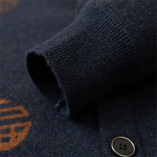 Men Wool Sweater Cardigan Buttons Down Chinese Style Knit Sweater for V Neck Father Clothing4