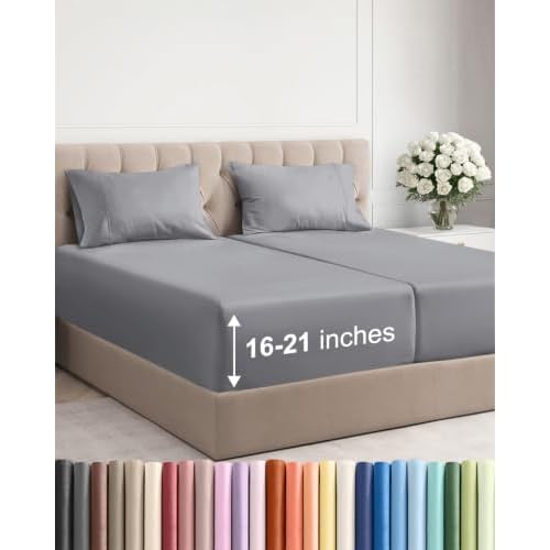 Extra Deep Pocket Split King Sheet Set - Breathable & Cooling - Steel Blue