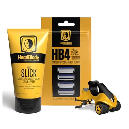 ATX Men's Head Shaving Basics Bundle with 5oz HeadSlick Cream, Razor, Blade Refills