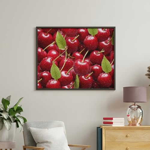 Pintura por número de cereza roja para decorar el salón con oleo digital DIY RTBKLYQ 4
