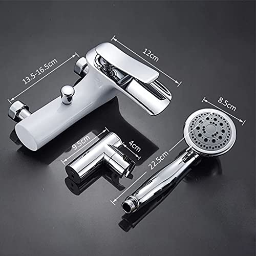 Mitigeur bain douche cascade blanc chromé avec douchette à main 3 jets