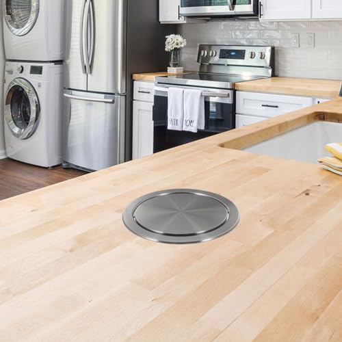 Image of Zerodeko Stainless Steel Trash can Lid Recessed Built-in Countertop Flap Cover for Kitchen and Bathroom Garbage Bin 9.37 Inch