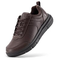 FitVille Zapatos para caminar para hombre, zapatos de vestir anchos y cómodos zapatos de cuero para hombre, ligeros, fascitis plantar y juanetes, Marrón Chocolate, 10.5 X-Wide