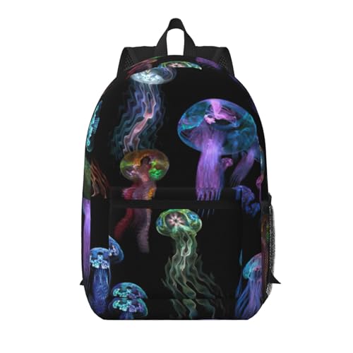 Sac à dos de voyage imprimé méduses colorées avec poche avant