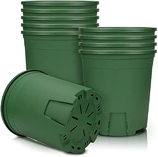 Muzihra 11CM Plastic Plant Pot Set of 5 , Root-Control Nursery Seedling Planter Decorative Garden Flower Pot Container Green for Indoor Outdoor Bonsai Plants, Aloe, Herb, Orchid and More - Black