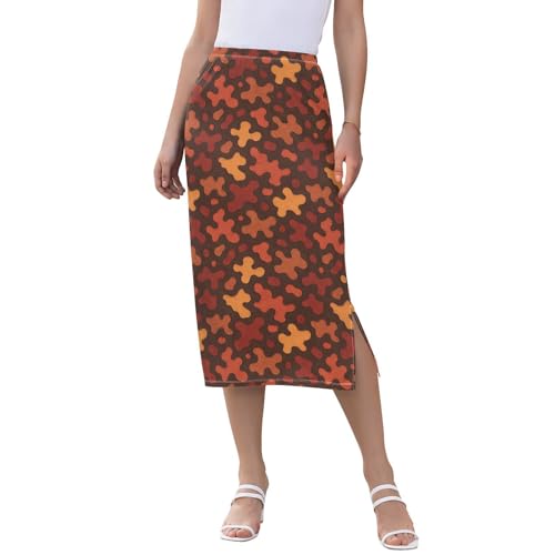 Women Flowy Elastic Midi Slip Skirt Beach Split Beach Skirt