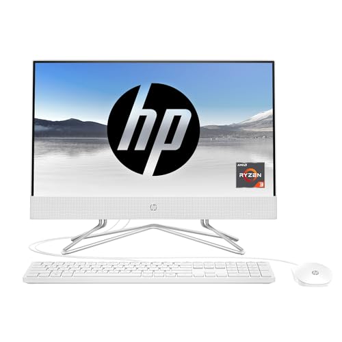 Image of HP All-in-One PC AMD Ryzen 3 3250U 21.5 inch(54.6cm) FHD 8GB RAM, 512GB SSD, AMD Radeon Graphics, White Wired Keyboard Mouse Combo (Win 11, MSO, Snow White, 5.7 Kg) 22-dd0304in