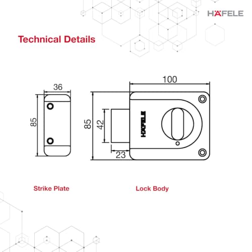 Image of Hafele Small Rim Dead Lock | Dimple Key Security | Double Throw Deadbolt | Durable Finish | Silver | 10 Years Warranty