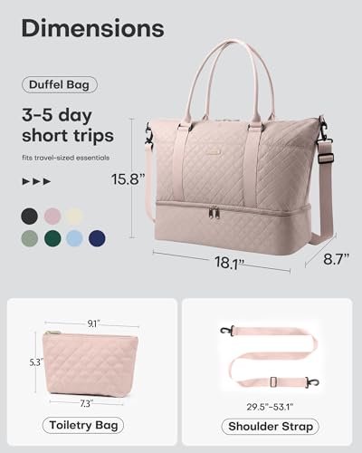 Image of HOTOR Travel Duffel Bag - Weekender Bags for Women, Carry On Gym Tote Bags